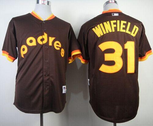 Padres #31 Dave Winfield Coffee 1984 Turn Back The Clock Stitched MLB Jersey - Click Image to Close